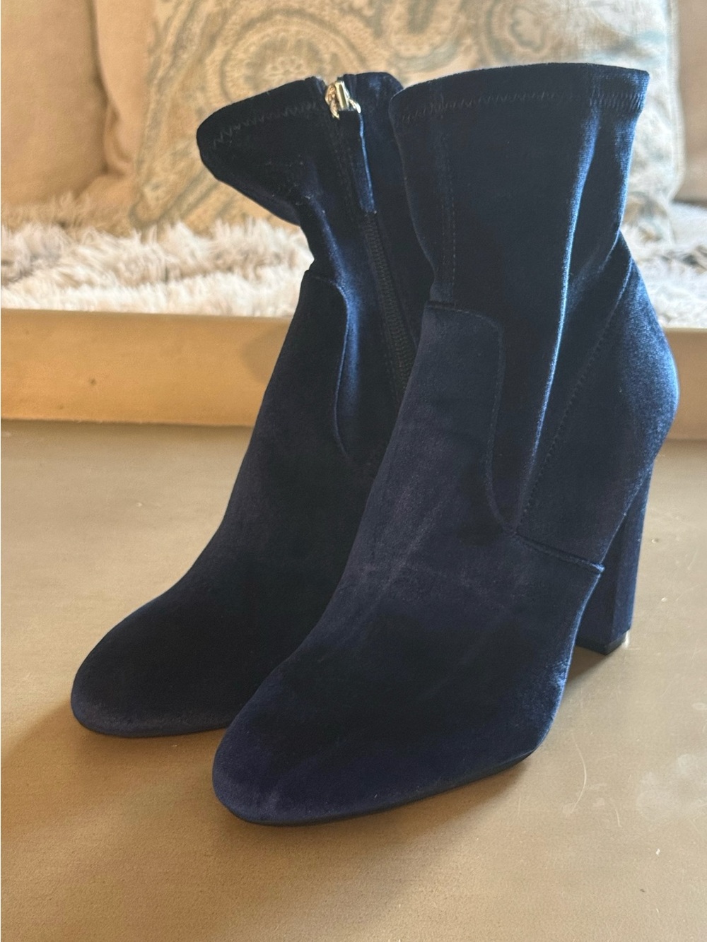 Steve Madden Women's Velvet Ankle Boots Blue Size 8.5